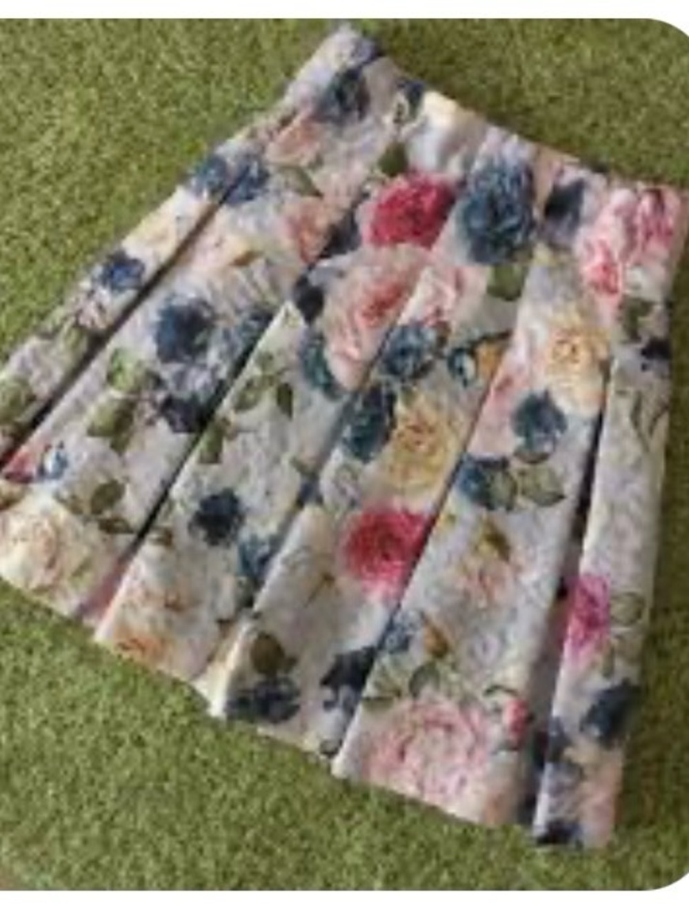 Mona Lisa Box Pleat floral mini skirt pink/grey/blue fully lined size XS